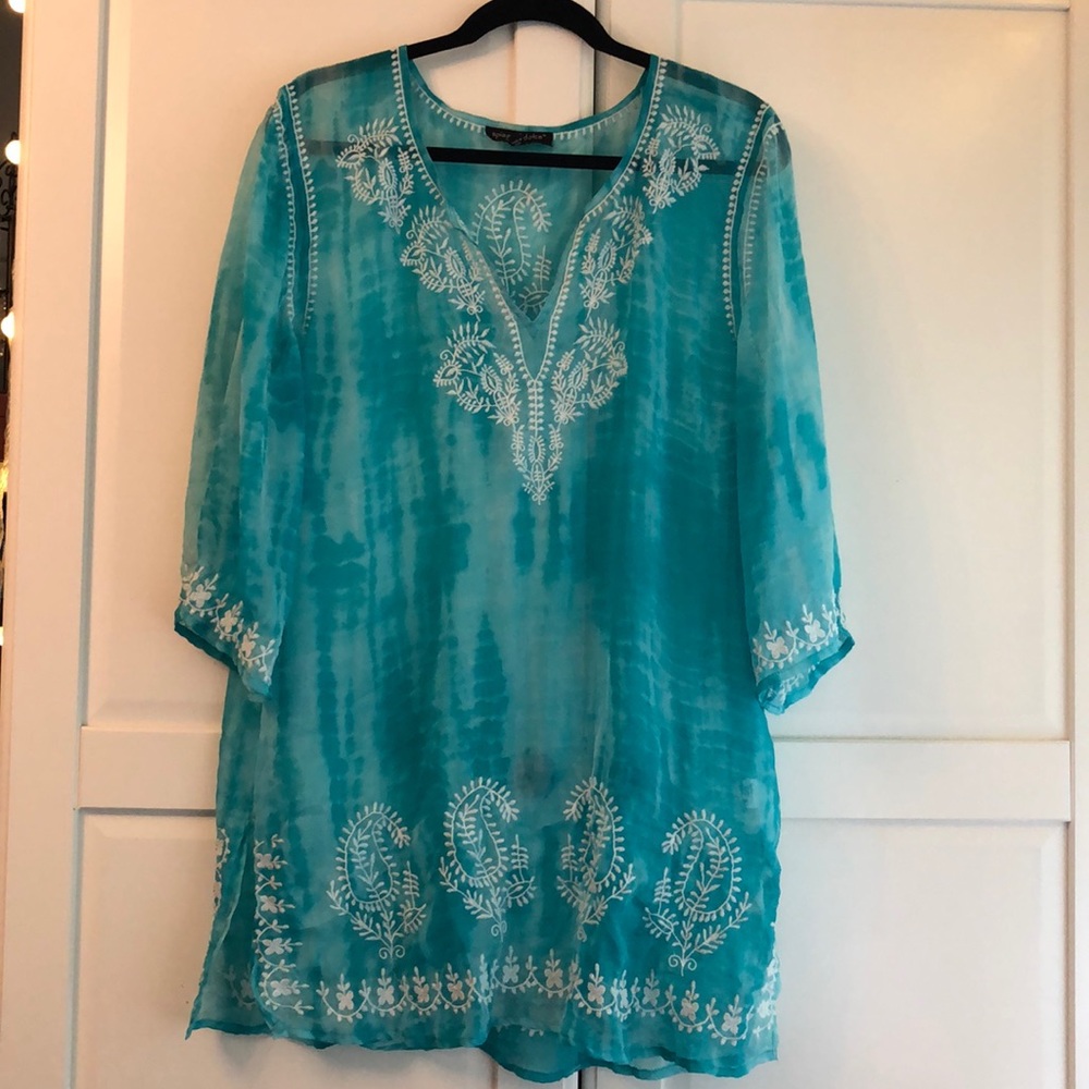 Sheer Embroidered Swim Coverup